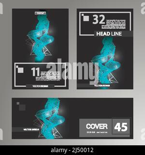 Set abstrakter Karten mit flüssigen Linien. Anwendbar für Deckblätter, Plakate, Poster, Flyer und Banner-Designs. Stock Vektor