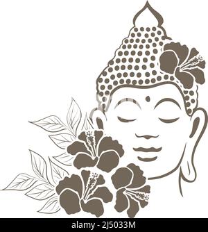 Buddha mit Blumen Stock Vektor