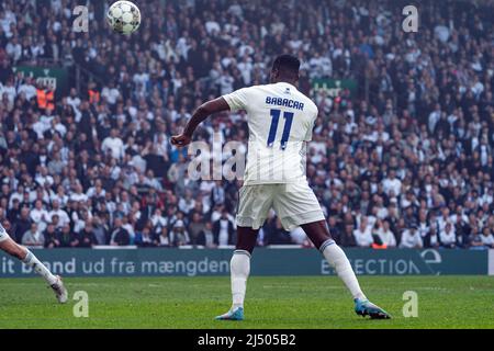 Kopenhagen, Dänemark. 18. April 2022. Khouma Babacar (11) vom FC Kopenhagen während des Superliga-Spiels 3F zwischen dem FC Kopenhagen und Broendby IF in Parken in Kopenhagen. (Foto: Gonzales Photo/Alamy Live News Stockfoto