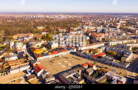 Luftaufnahme der polnischen Stadt Skierniewice Stockfoto