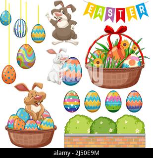 Frohes Osterfest mit Hase und Eier Illustration Stock Vektor
