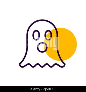 Niedliche Cartoon Halloween Geist. Pixel-perfektes, bearbeitbares Strichsymbol Stock Vektor