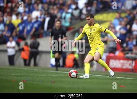 London, Großbritannien. 17. April 2022. Mason Mount (C) beim Halbfinale des Emirates FA Cup von Chelsea gegen Crystal Palace im Wembley Stadium, London, Großbritannien am 17.. April 2022. Kredit: Paul Marriott/Alamy Live Nachrichten Stockfoto