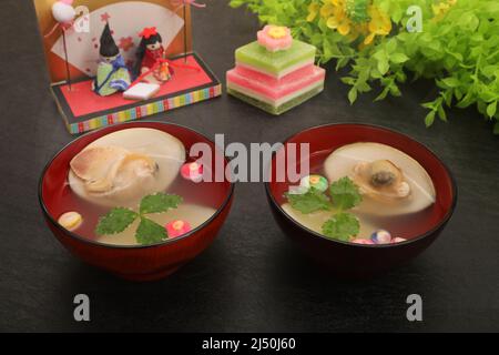 Suimono (japanische Suppe) von Hamaguri Clam Stockfoto