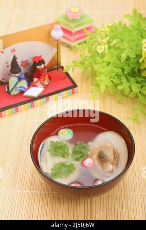 Suimono (japanische Suppe) von Hamaguri Clam Stockfoto