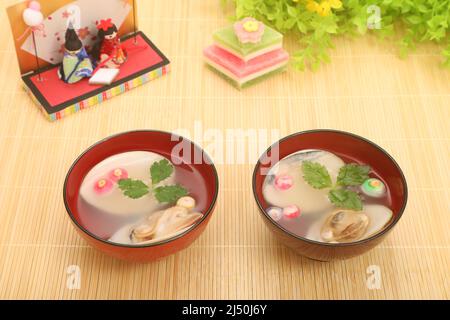 Suimono (japanische Suppe) von Hamaguri Clam Stockfoto