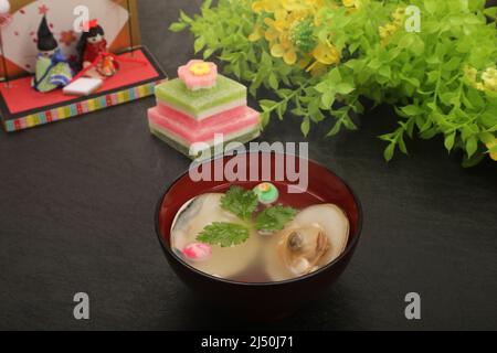 Suimono (japanische Suppe) von Hamaguri Clam Stockfoto