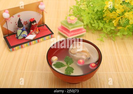 Suimono (japanische Suppe) von Hamaguri Clam Stockfoto