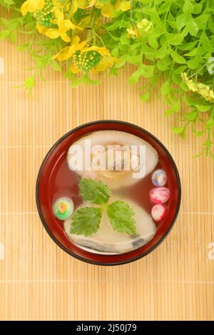 Suimono (japanische Suppe) von Hamaguri Clam Stockfoto