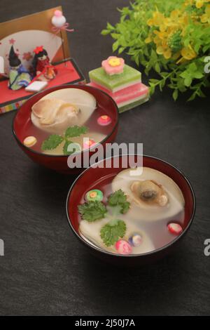 Suimono (japanische Suppe) von Hamaguri Clam Stockfoto