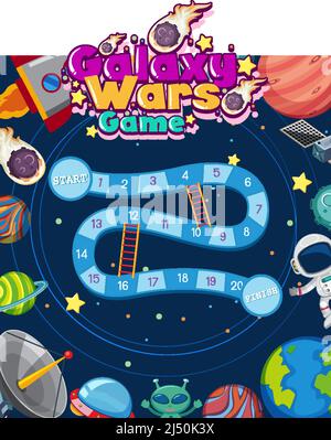 Spiel Vorlage mit Raum Thema Hintergrund Illustration Stock Vektor