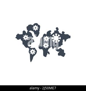 Symbol für die Verbreitung von Virus World Map Vector Glyphe Stock Vektor