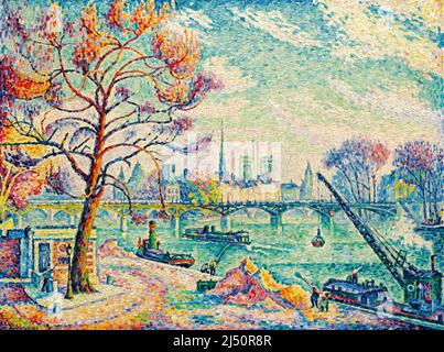 Pont des Arts, (Paris), Ölgemälde auf Leinwand von Paul Signac, 1925 Stockfoto