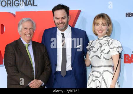 LOS ANGELES - APR 18: Henry Winkler, Bill Hader, Sarah Goldberg bei der HBO-Premiere der Barry-Saison 3 bei Rolling Green am 18. April 2022 in Los Angeles, CA Stockfoto