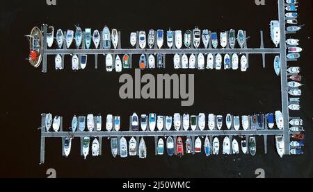 Yachten an der Royal Quays Marina in North Shields. Bilddatum: Dienstag, 19. April 2022. Stockfoto