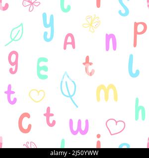 Baby nahtlose Muster mit englischen Buchstaben Stock Vektor