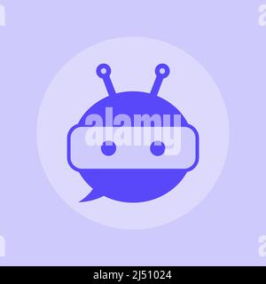 Roboter in lila Sprechblase. Cute Roboter-Symbol in Sprechblase. Support Service bot. Vektor Stock Vektor