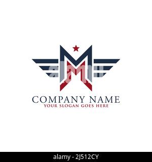 Mm-Logo-Vektor, Monogramm-Stil mit amerikanischem Shape-Vektorbild Stock Vektor