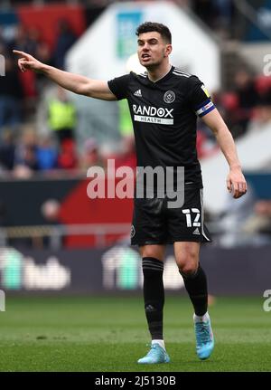 Bristol, England, 18.. April 2022. John Egan von Sheffield Utd während des Sky Bet Championship-Spiels am Ashton Gate in Bristol. Bildnachweis sollte lauten: Darren Staples / Sportimage Stockfoto