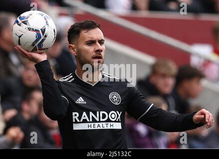 Bristol, England, 18.. April 2022. George Baldock von Sheffield Utd während des Sky Bet Championship-Spiels in Ashton Gate, Bristol. Bildnachweis sollte lauten: Darren Staples / Sportimage Stockfoto