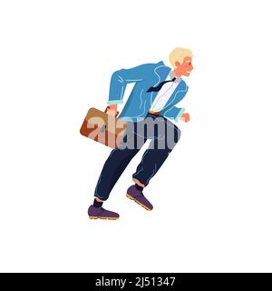 Flacher Cartoon läuft Bürofigur, Workflow und Zeitmanagement Vektor Illustration Konzept Stock Vektor