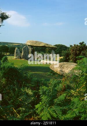 Pentre Ifan, neolithischer Cromlech oder Dolmen n Pembrokeshire, West Wales. Stockfoto