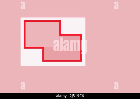 Drei verschiedene Rechtecke auf einem rosa Hintergrund, Format jpeg. Stockfoto