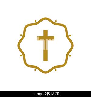 Christliche Kreuz goldene Ikone. Karwoche. Vektorgrafik, flaches Design Stock Vektor