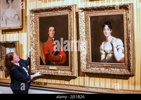 London UK 19 April 2022 Arthur Wellesley 1. Duke of Wellington und Marianne Patterson Im Apsley House wird Eine neue Ausstellung eröffnet, die die komplexen Beziehungen zwischen Arthur Wellesley, 1. Duke of Wellington (1769-1852), und den Frauen, die ihm am nächsten waren, untersucht. Durch Briefe, Porträts und vieles mehr, Leihgaben aus öffentlichen und privaten Sammlungen.21. April – 30. Oktober 2022. Paul Quezada-Neiman/Alamy Live News Stockfoto