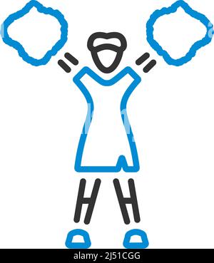 American Football Cheerleader Girl-Ikone. Editierbare Fett Formatigte Kontur Mit Farbfüllungsdesign. Vektorgrafik. Stock Vektor