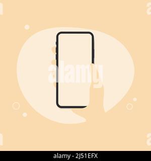 Abstraktes Mobiltelefon mit Handgriff und leerem weißen Bildschirm. Vektorgrafik Stock Vektor