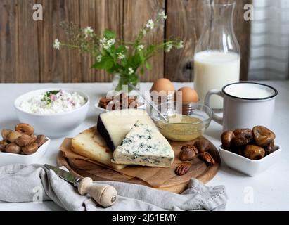 Verschiedene Milchviehbetriebe Bio-Produkte Stockfoto