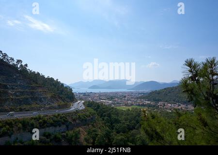 Ein Blick von der berühmten Stadt Marmaris in der Türkei Stockfoto