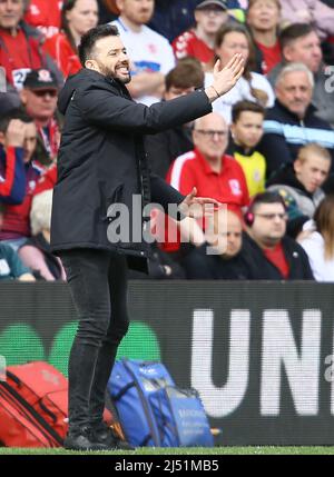 Manager of Hudderfield Town, Carlos Corberan - Middlesbrough / Huddersfield Town, Sky Bet Championship, Riverside Stadium, Middlesbrough, Großbritannien - 18.. April 2022 nur zur redaktionellen Verwendung – es gelten die Einschränkungen von DataCo Stockfoto