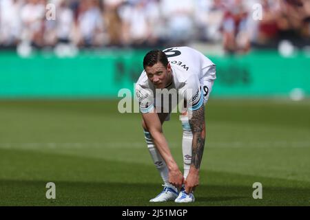 Wout Weghorst of Burnley - West Ham United / Burnley, Premier League, London Stadium, London, Großbritannien - 17.. April 2022 nur zur redaktionellen Verwendung – es gelten DataCo-Einschränkungen Stockfoto