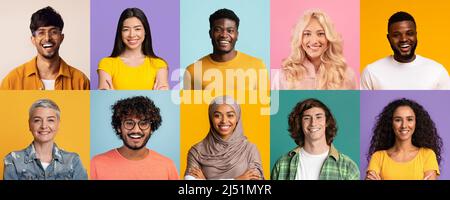 Nahaufnahmen von verschiedenen Männern und Frauen unterschiedlichen Alters Stockfoto