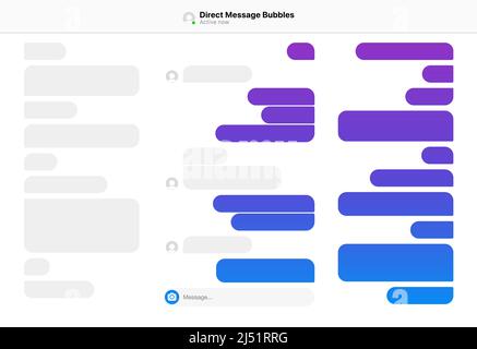 Vektordarstellung von verschiedenen Größen und Farbverläufen direkte Nachrichtenblasen Stock Vektor
