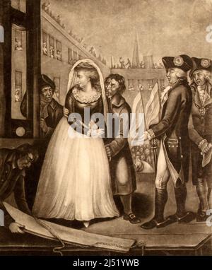 Die unglückliche Marie Antoinette Königin von Frankreich am Ort der Hinrichtung, Oktober 16. 1793. Stockfoto