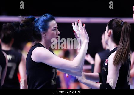 ANKARA, TÜRKEI - 18. DEZEMBER 2021: Meryem Boz in Fenerbahce Opet gegen Vakifbank Halbfinalspiel der FIVB Volleyball Womens Club World Championship Stockfoto