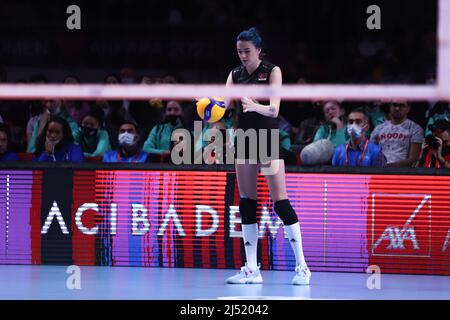 ANKARA, TÜRKEI - 18. DEZEMBER 2021: Meryem Boz in Fenerbahce Opet gegen Vakifbank Halbfinalspiel der FIVB Volleyball Womens Club World Championship Stockfoto