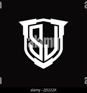 SJ Logo Monogramm Brief mit Schild Form Designvorlage Stock Vektor
