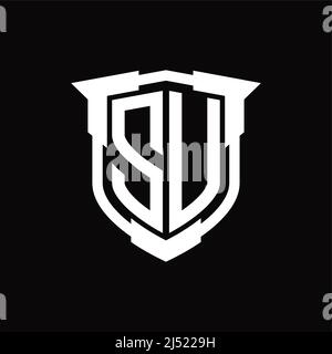 SU Logo Monogramm Brief mit Schild Form Design-Vorlage Stock Vektor