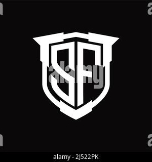SF Logo Monogramm Brief mit Schild Form Designvorlage Stock Vektor