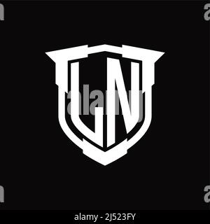 LN Logo Monogramm Brief mit Schild Form Designvorlage Stock Vektor