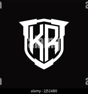 KR Logo Monogramm Brief mit Schild Form Design-Vorlage Stock Vektor