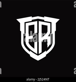 ER Logo Monogramm Brief mit Schild Form Designvorlage Stock Vektor