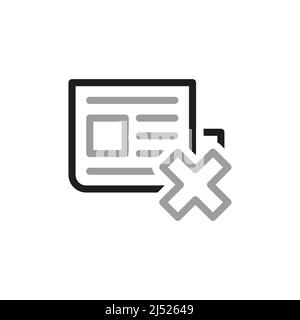 Einfache Gefälschte Nachrichten Verwandte Vektorlinien-Symbol. Keine Nachrichten. Stock Vektor