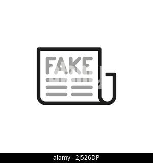 Einfache Gefälschte Nachrichten Verwandte Vektorlinien-Symbol. Fake News und Informationen. Stock Vektor