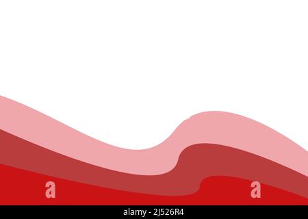 Wellen auf weißem Hintergrund in drei roten Farben Stockfoto