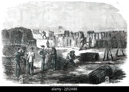 Andrew Hickenloopers Batterie bei der Belagerung von Vicksburg im amerikanischen Bürgerkrieg. 19.-Jahrhundert-Illustration. Stockfoto